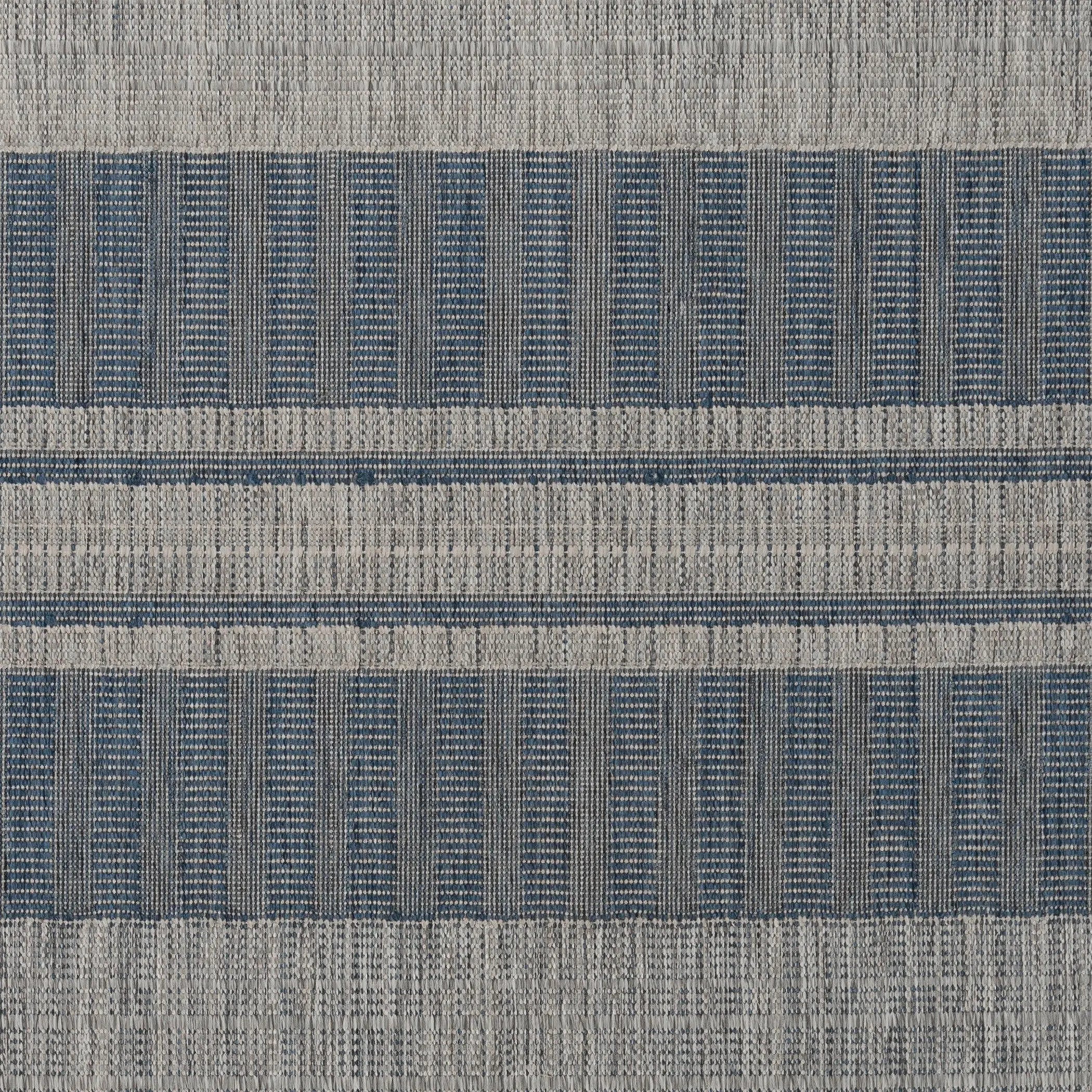 2' X 3' Blue and Gray Striped Stain Resistant Indoor Outdoor Area Rug Homeroots Outdoor