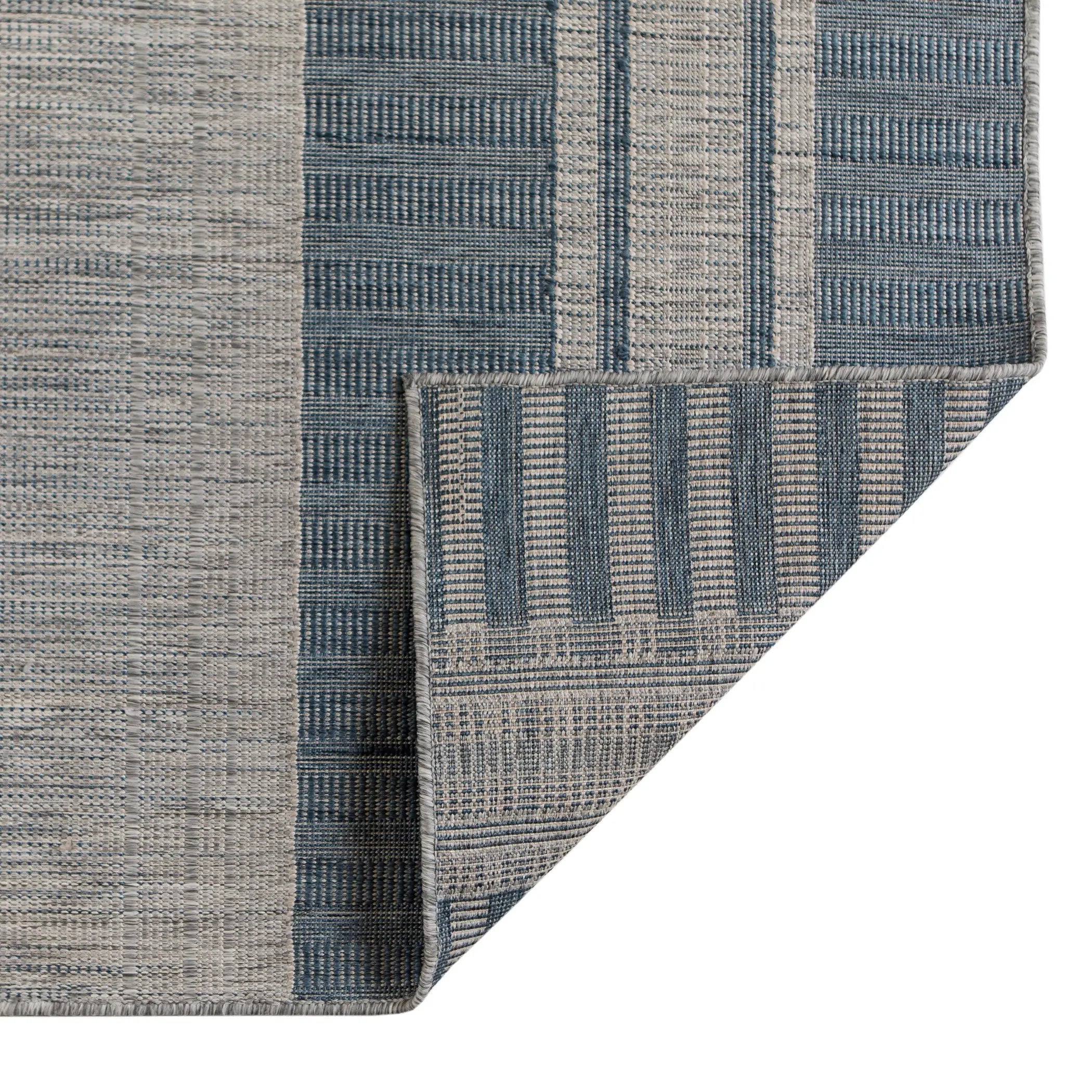 2' X 3' Blue and Gray Striped Stain Resistant Indoor Outdoor Area Rug Homeroots Outdoor