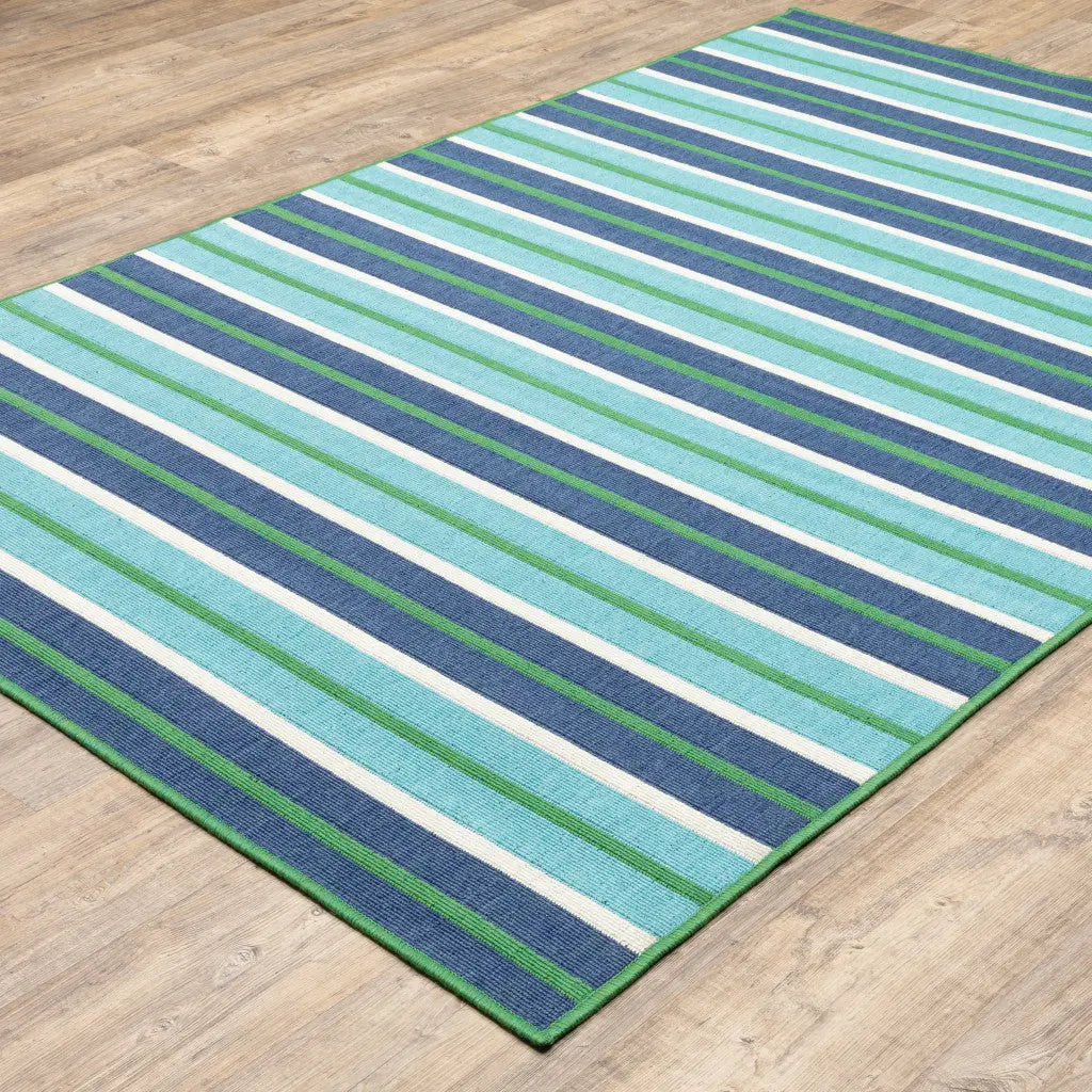 2' X 3' Blue and Green Geometric Stain Resistant Indoor Outdoor Area Rug Homeroots Outdoor