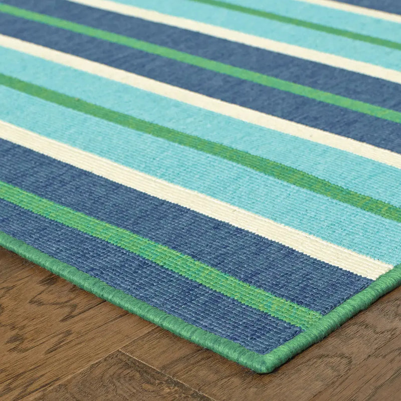 2' X 3' Blue and Green Geometric Stain Resistant Indoor Outdoor Area Rug Homeroots Outdoor