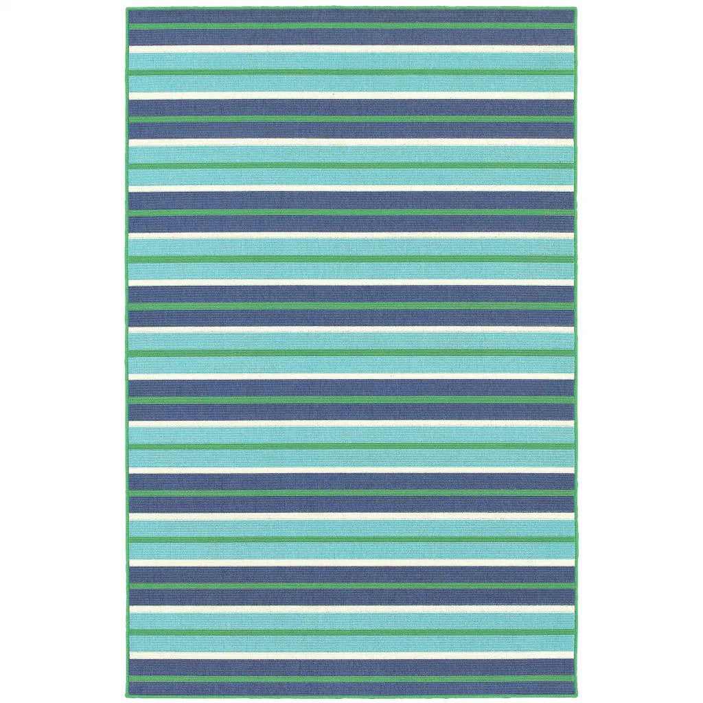 2' X 3' Blue and Green Geometric Stain Resistant Indoor Outdoor Area Rug Homeroots Outdoor