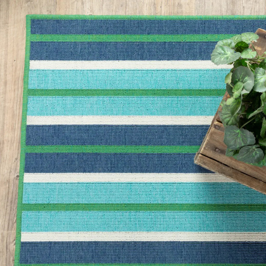 2' X 3' Blue and Green Geometric Stain Resistant Indoor Outdoor Area Rug Homeroots Outdoor