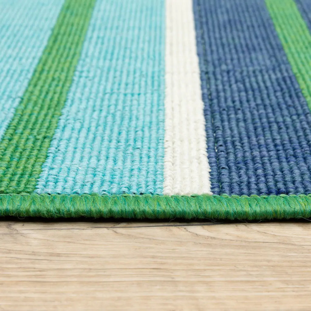 2' X 3' Blue and Green Geometric Stain Resistant Indoor Outdoor Area Rug Homeroots Outdoor