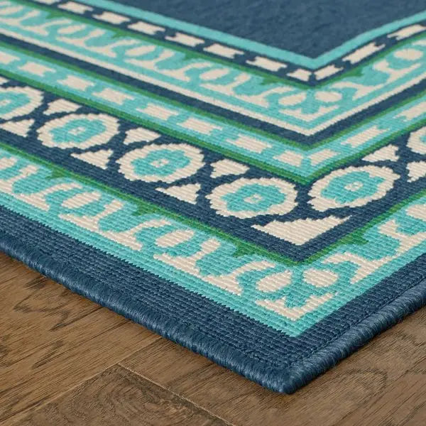 2' X 3' Blue and Green Indoor Outdoor Area Rug Homeroots Outdoor