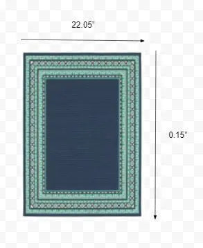 2' X 3' Blue and Green Indoor Outdoor Area Rug Homeroots Outdoor