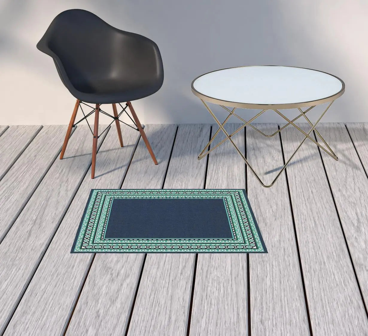 2' X 3' Blue and Green Indoor Outdoor Area Rug Homeroots Outdoor