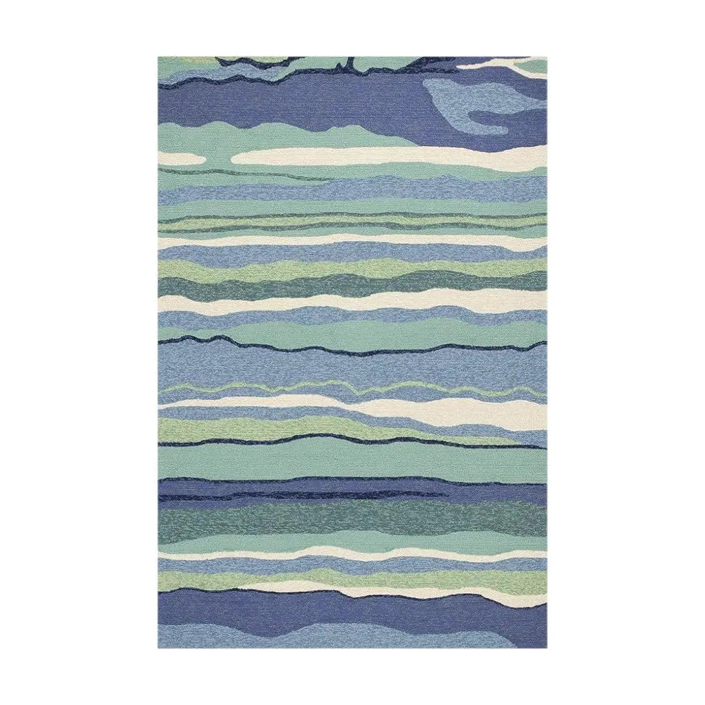 2' X 3' Blue and Ivory Abstract Handmade Indoor Outdoor Area Rug Homeroots Outdoor