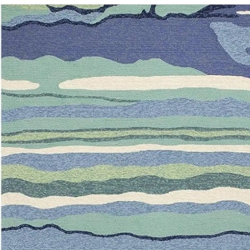 2' X 3' Blue and Ivory Abstract Handmade Indoor Outdoor Area Rug Homeroots Outdoor