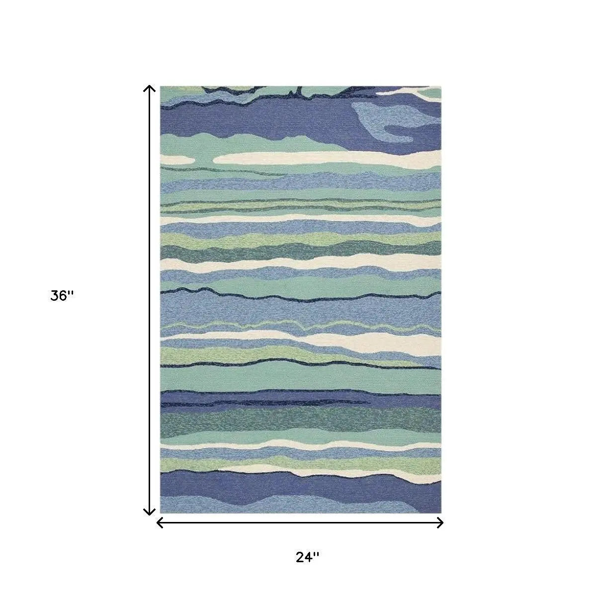 2' X 3' Blue and Ivory Abstract Handmade Indoor Outdoor Area Rug Homeroots Outdoor