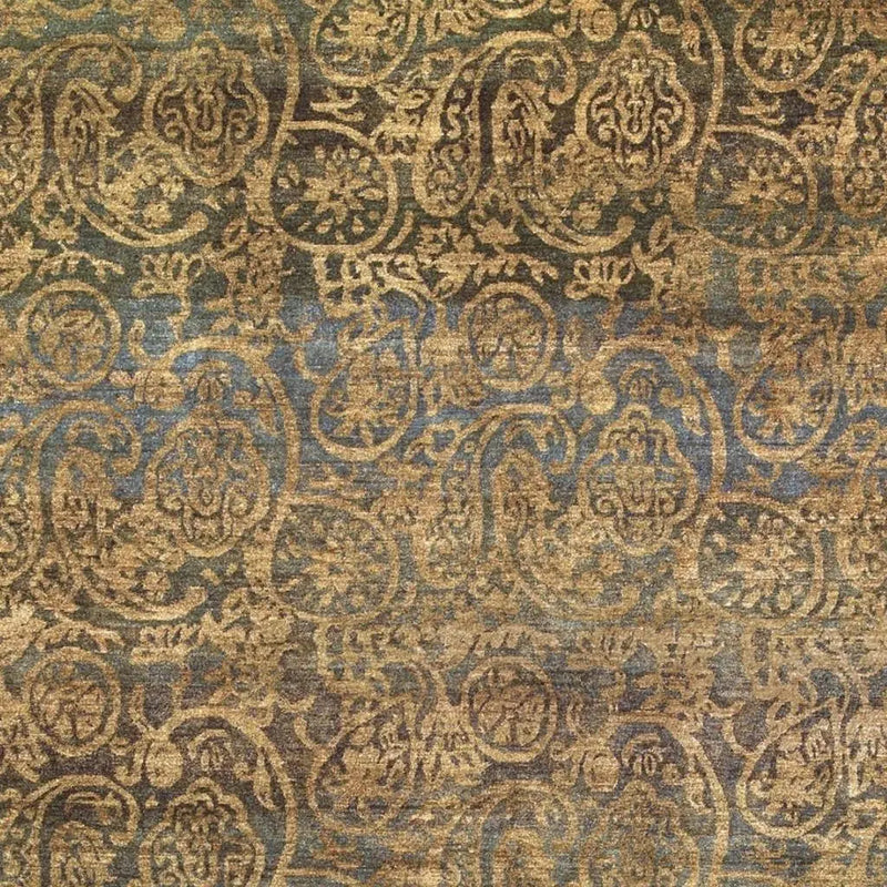 2' X 3' Brown Gold And Blue Wool Paisley Hand Knotted Area Rug Homeroots Home Decor