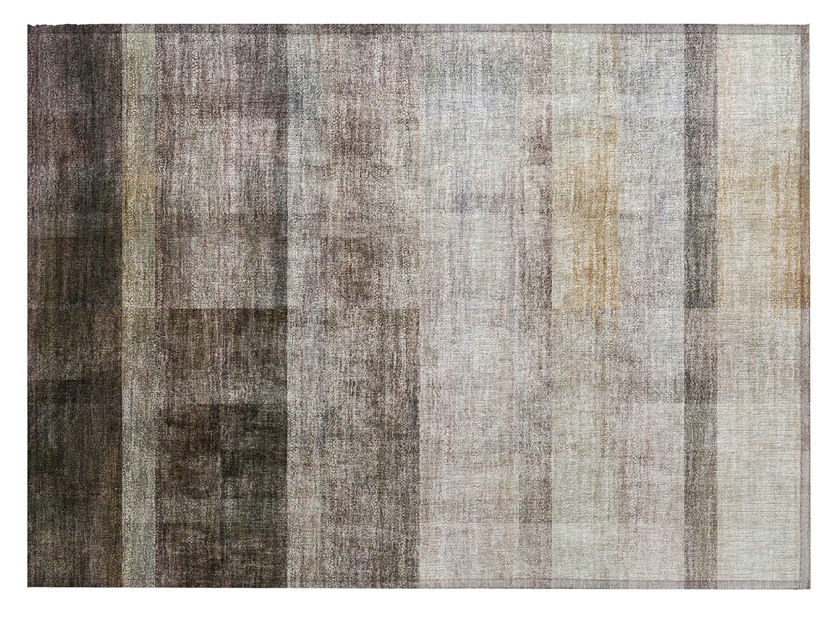 2' X 3' Brown Ombre Washable Non Skid Indoor Outdoor Area Rug - GreatEagleInc