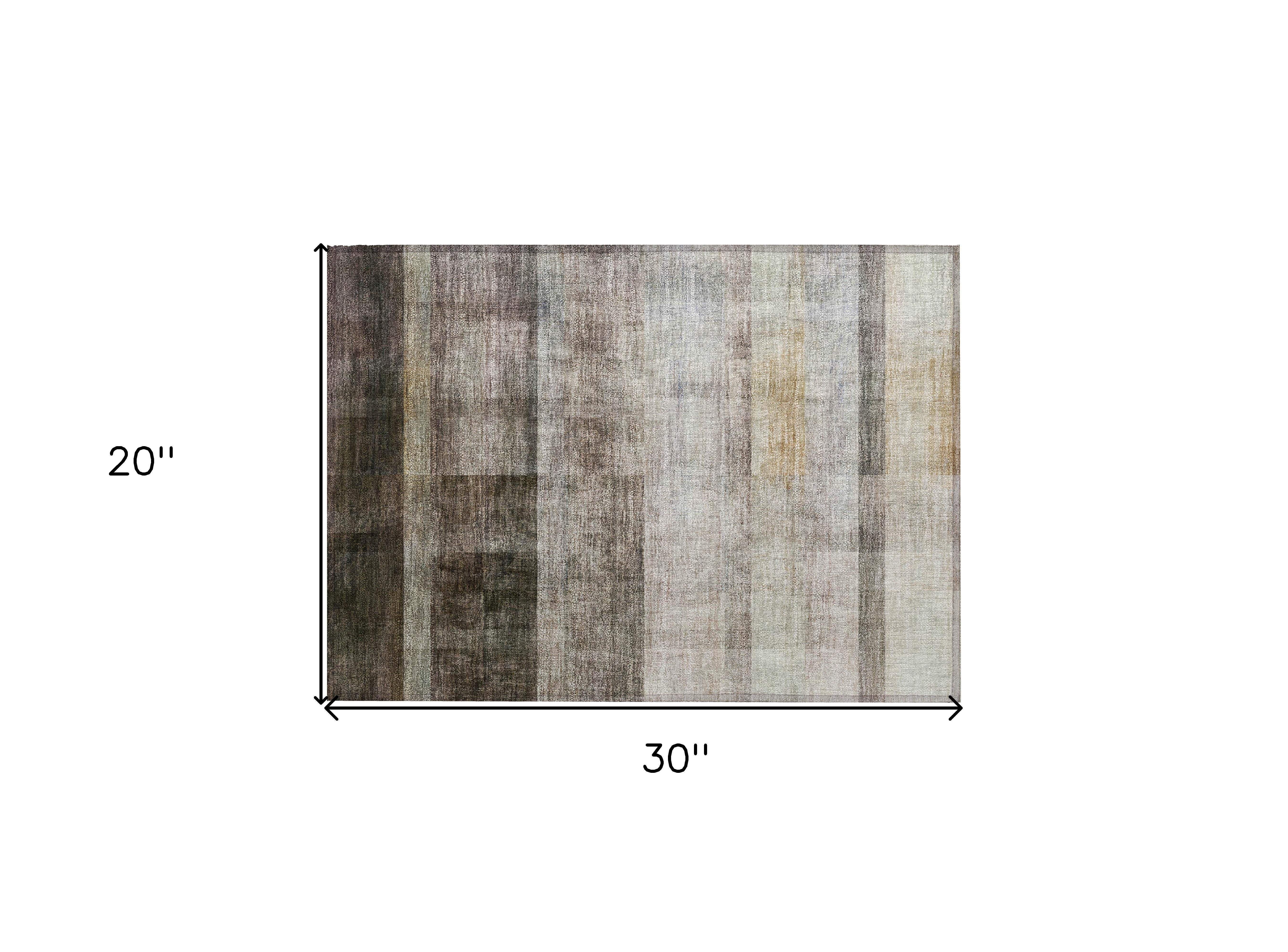 2' X 3' Brown Ombre Washable Non Skid Indoor Outdoor Area Rug - GreatEagleInc