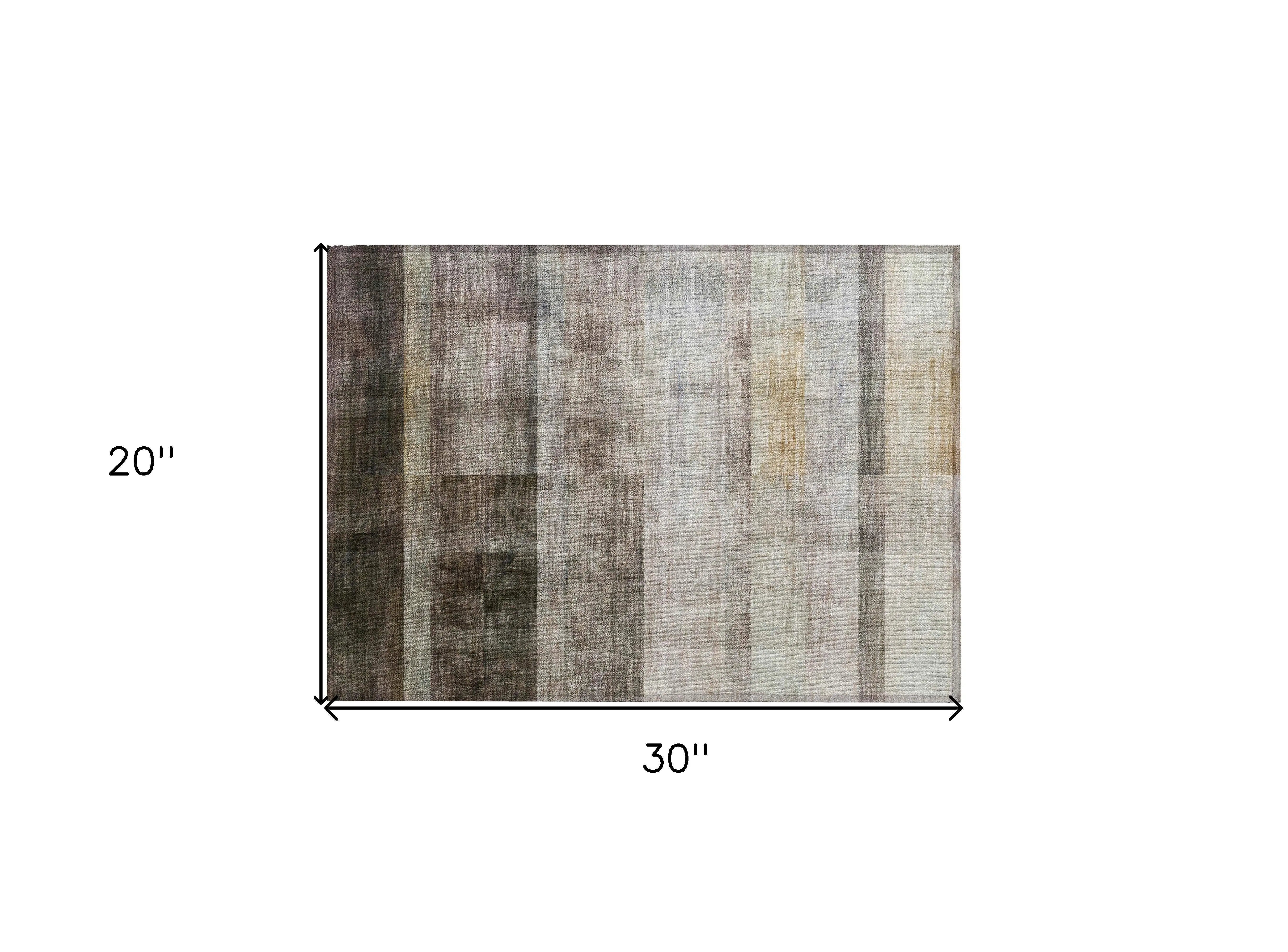 2' X 3' Brown Ombre Washable Non Skid Indoor Outdoor Area Rug - GreatEagleInc