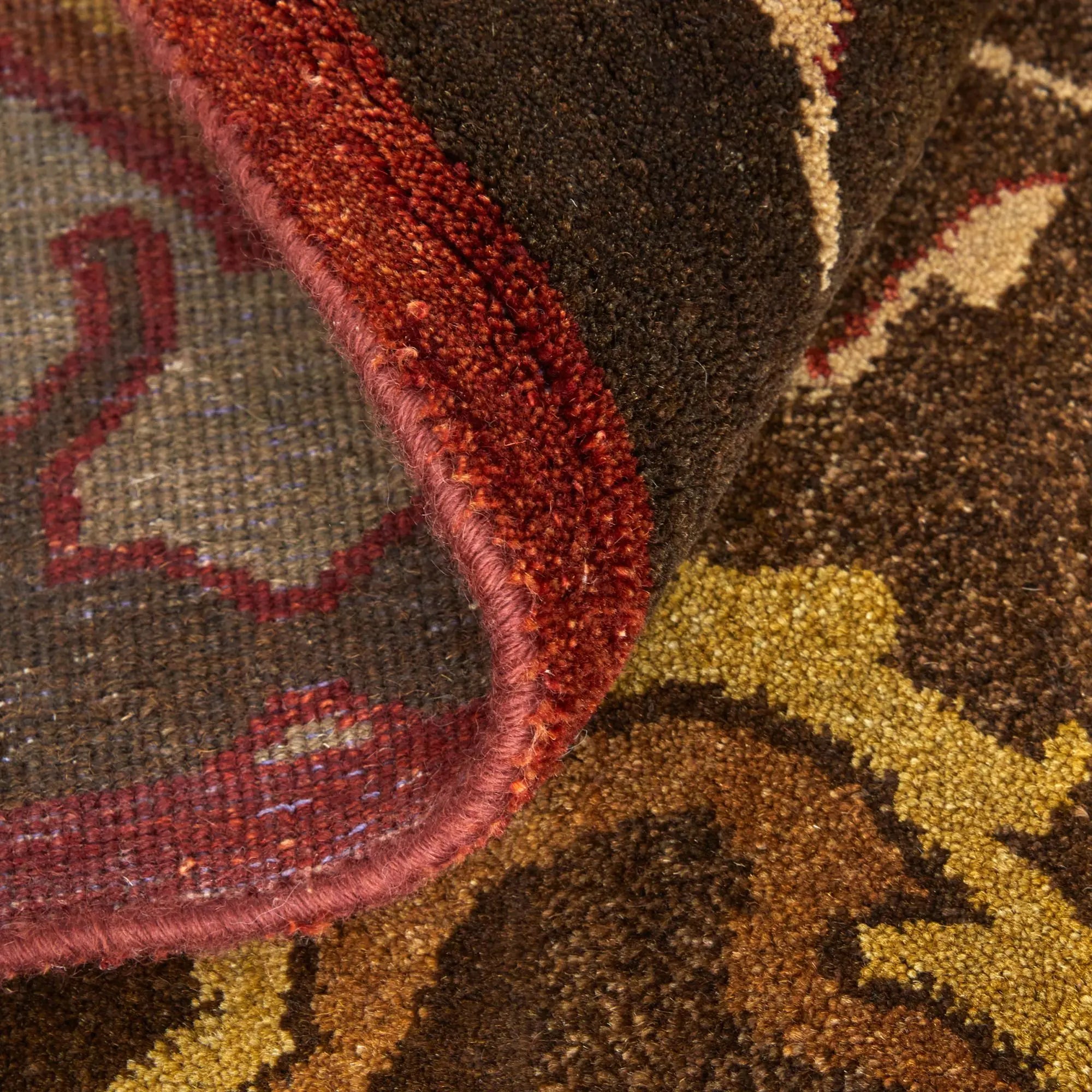 2' X 3' Brown Red And Tan Wool Ikat Hand Knotted Area Rug Homeroots Home Decor