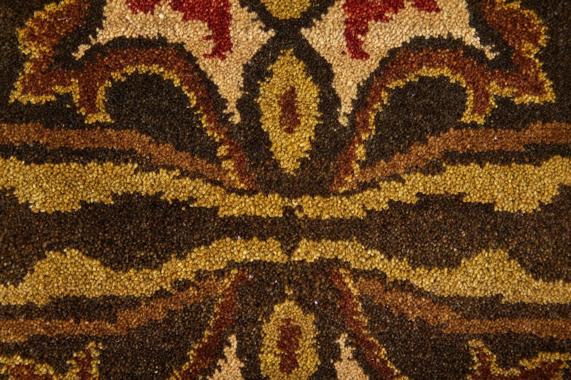 2' X 3' Brown Red And Tan Wool Ikat Hand Knotted Area Rug Homeroots Home Decor