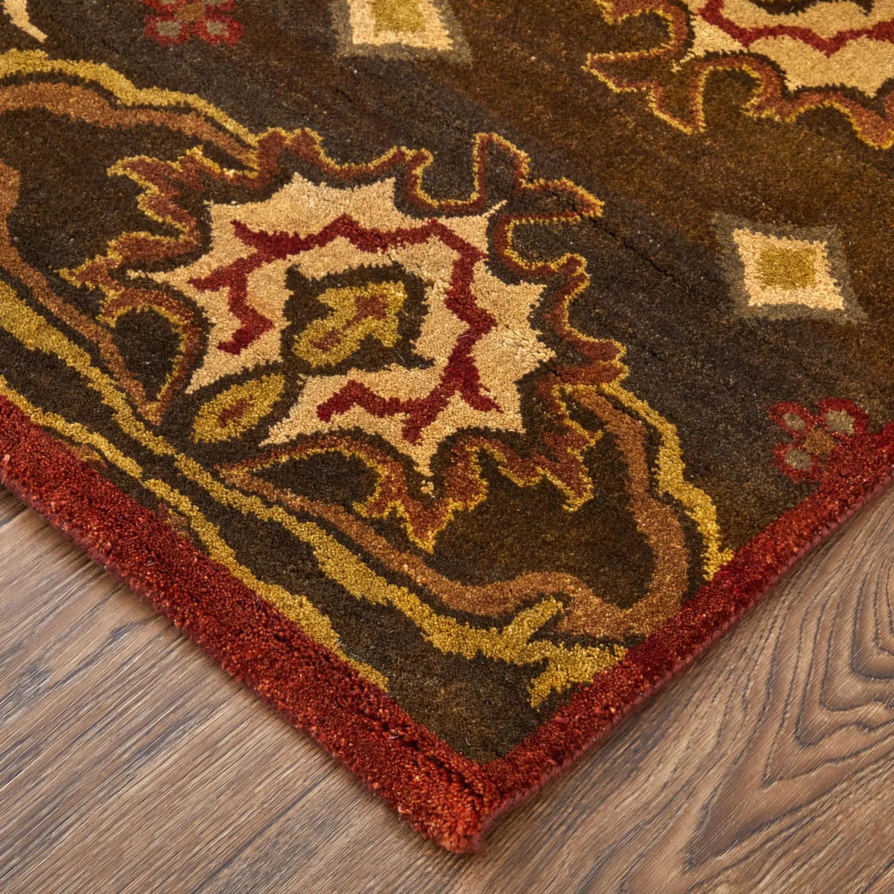 2' X 3' Brown Red And Tan Wool Ikat Hand Knotted Area Rug Homeroots Home Decor