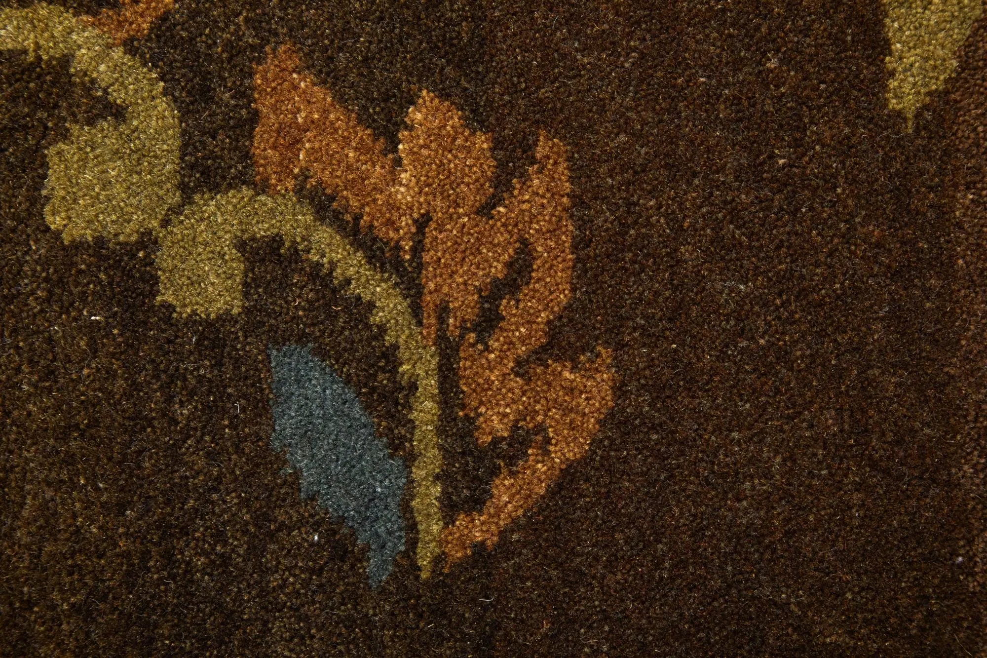 2' X 3' Brown Tan And Green Wool Floral Hand Knotted Area Rug Homeroots Home Decor