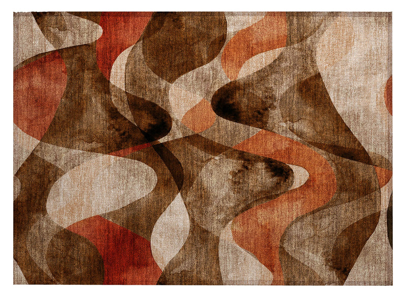 2' X 3' Chocolate Abstract Washable Non Skid Indoor Outdoor Area Rug - GreatEagleInc