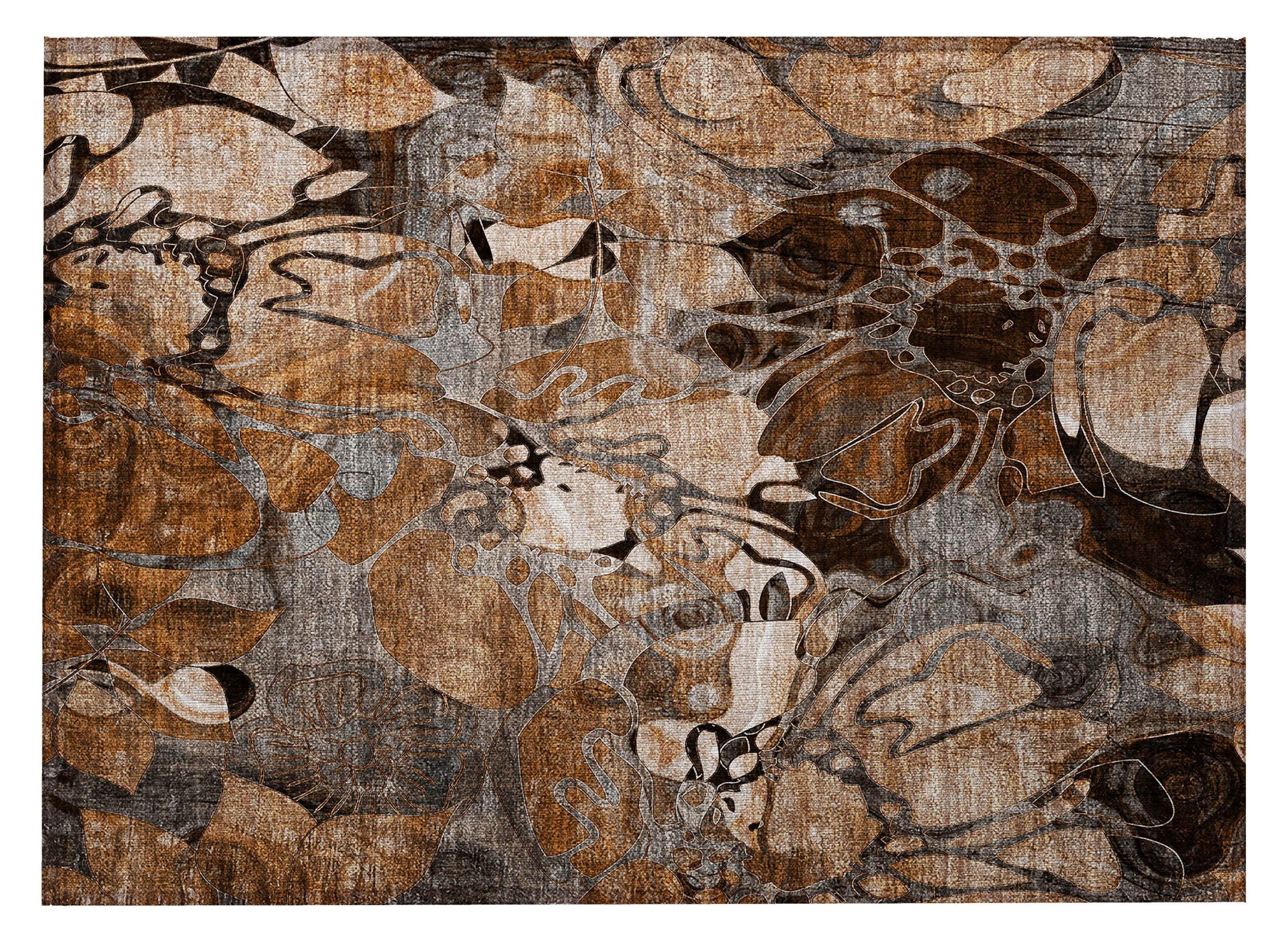 2' X 3' Chocolate Terracotta and Ivory Abstract Washable Indoor Outdoor Area Rug - GreatEagleInc