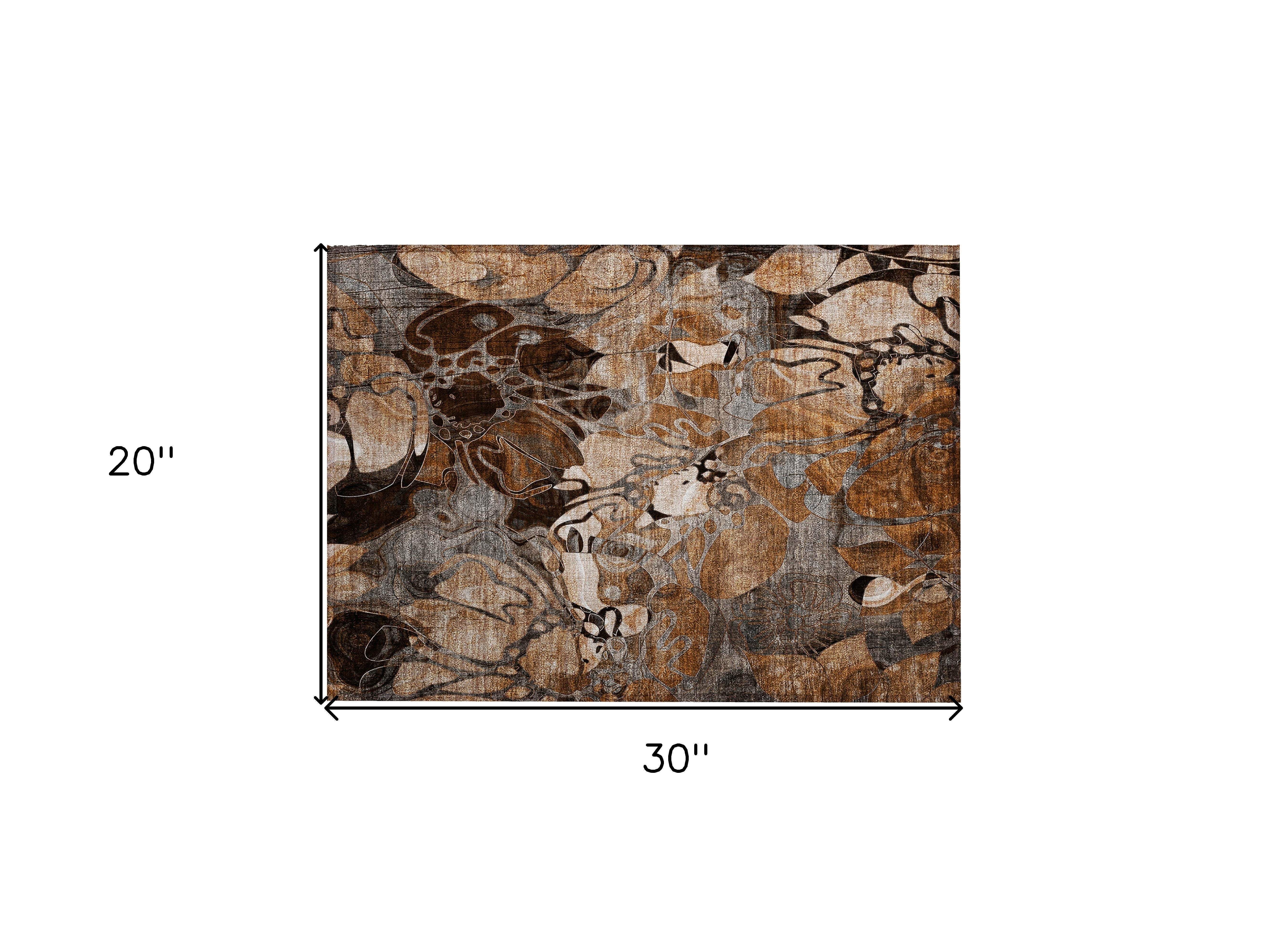 2' X 3' Chocolate Terracotta and Ivory Abstract Washable Indoor Outdoor Area Rug - GreatEagleInc