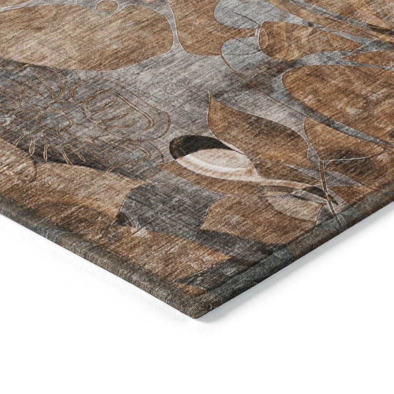 2' X 3' Chocolate Terracotta and Ivory Abstract Washable Indoor Outdoor Area Rug - GreatEagleInc