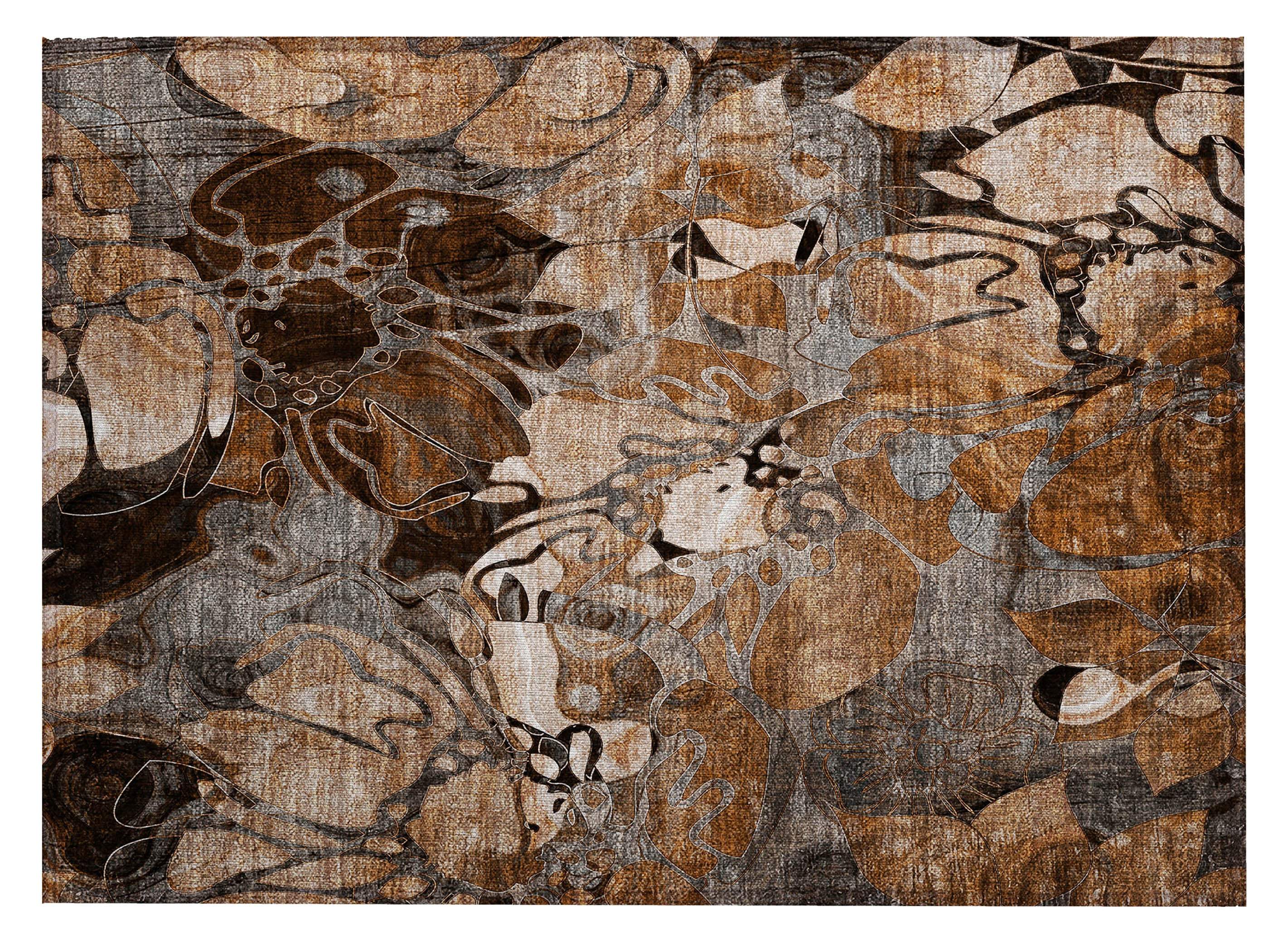 2' X 3' Chocolate Terracotta and Ivory Abstract Washable Indoor Outdoor Area Rug - GreatEagleInc