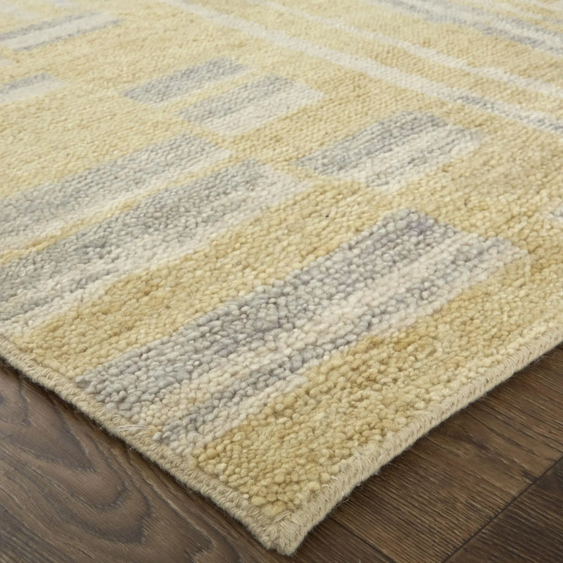 2' X 3' Gold And Gray Wool Abstract Hand Knotted Area Rug Homeroots Home Decor