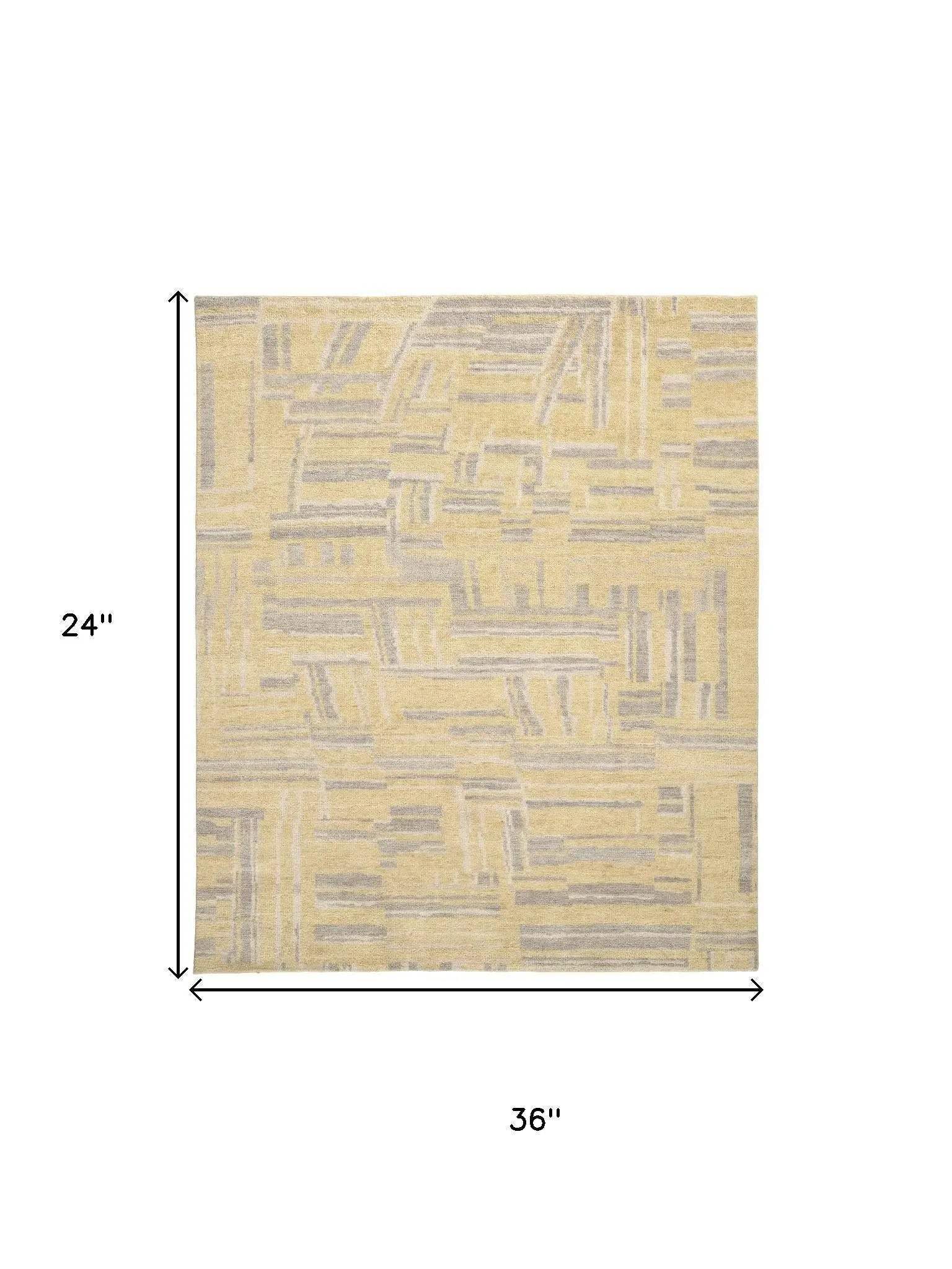 2' X 3' Gold And Gray Wool Abstract Hand Knotted Area Rug Homeroots Home Decor
