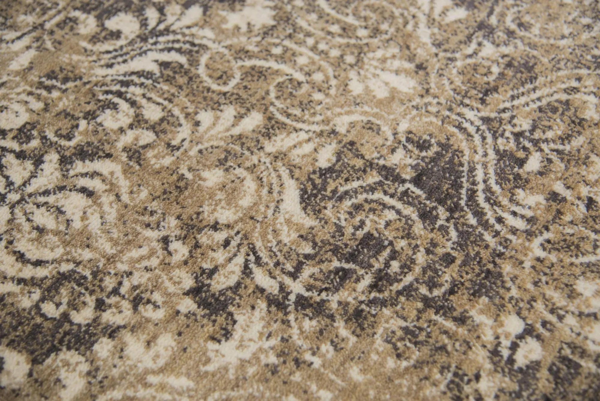2' X 3' Gold Beige And Ivory New Zealand Lambs Wool Damask Hand Carved Handmade Area Rug Homeroots Home Decor