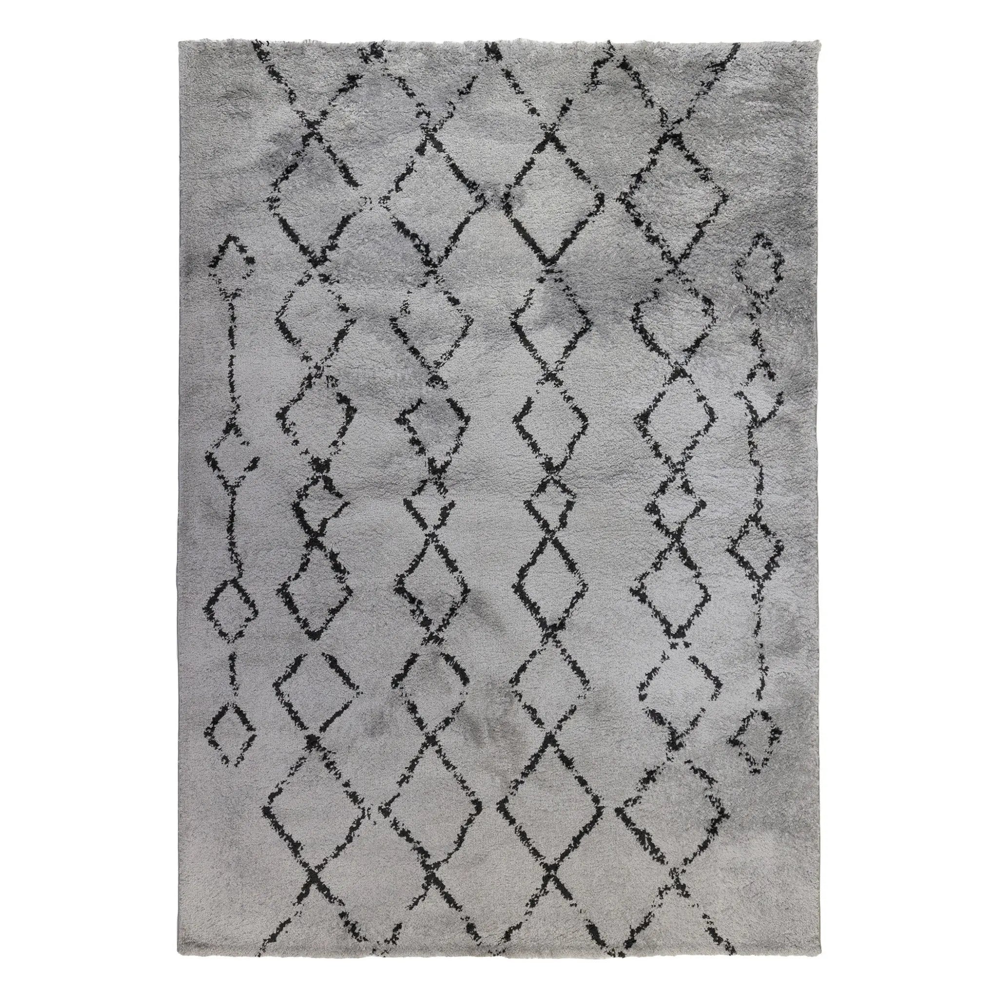 2' X 3' Gray And Black Geometric Shag Area Rug Homeroots Home Decor