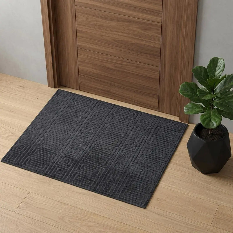 2' X 3' Gray And Black Wool Geometric Hand Knotted Area Rug Homeroots Home Decor