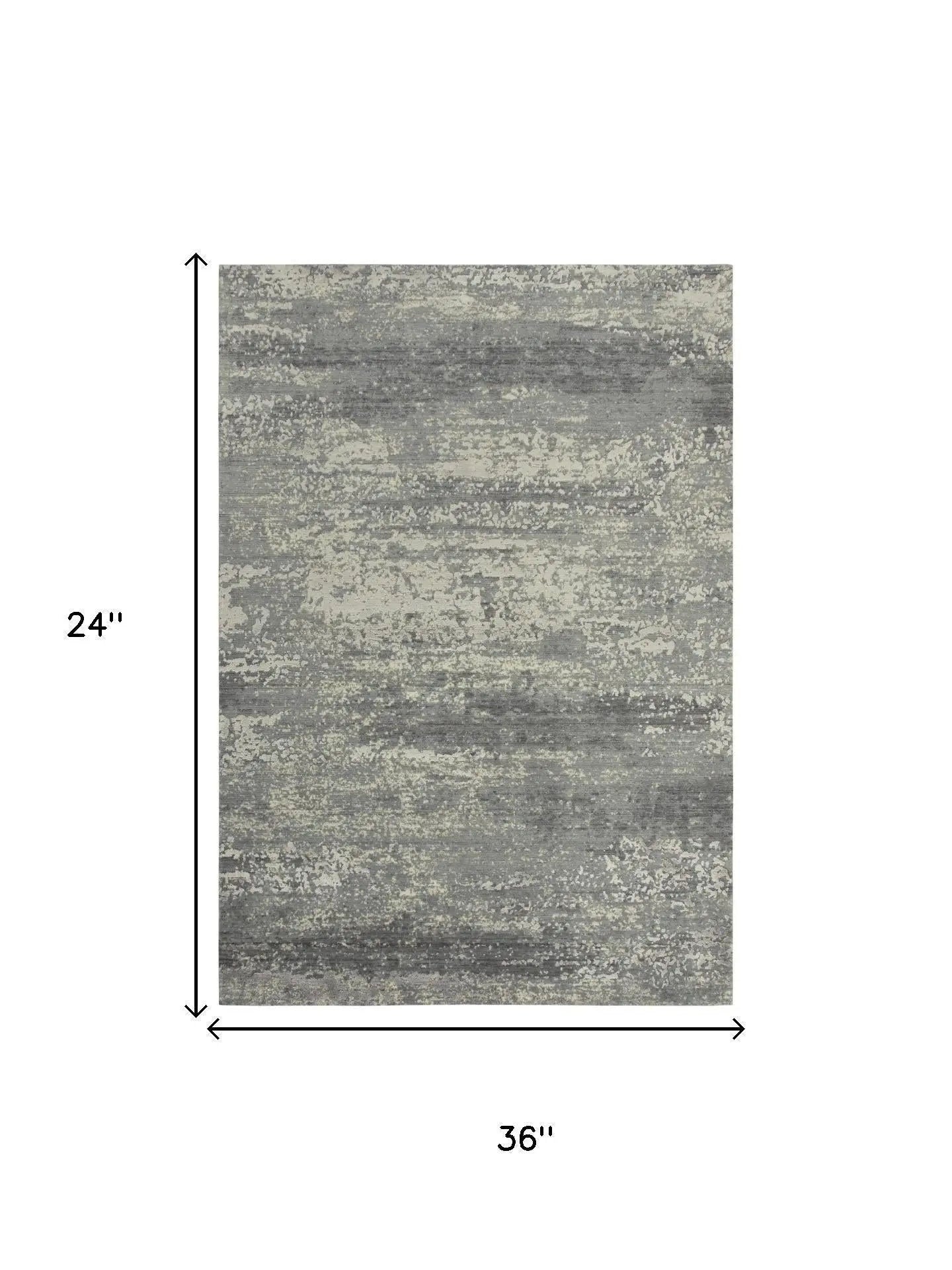 2' X 3' Gray And Ivory New Zealand Lambs Wool Abstract Hand Carved Handmade Area Rug Homeroots Home Decor
