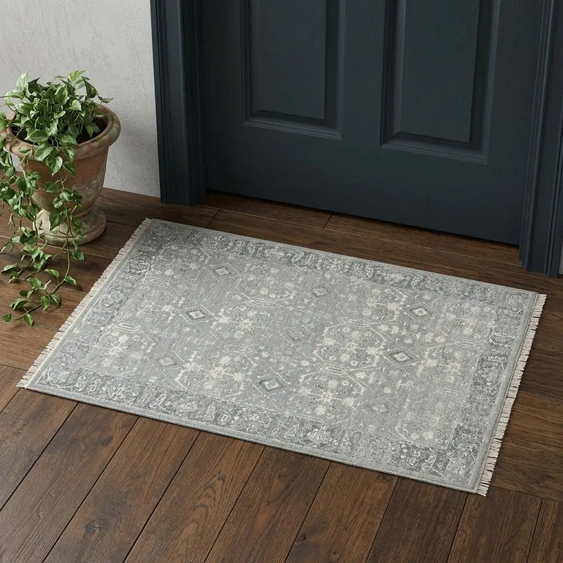 2' X 3' Gray And Ivory New Zealand Lambs Wool Oriental Hand Carved Handmade Area Rug Homeroots Home Decor