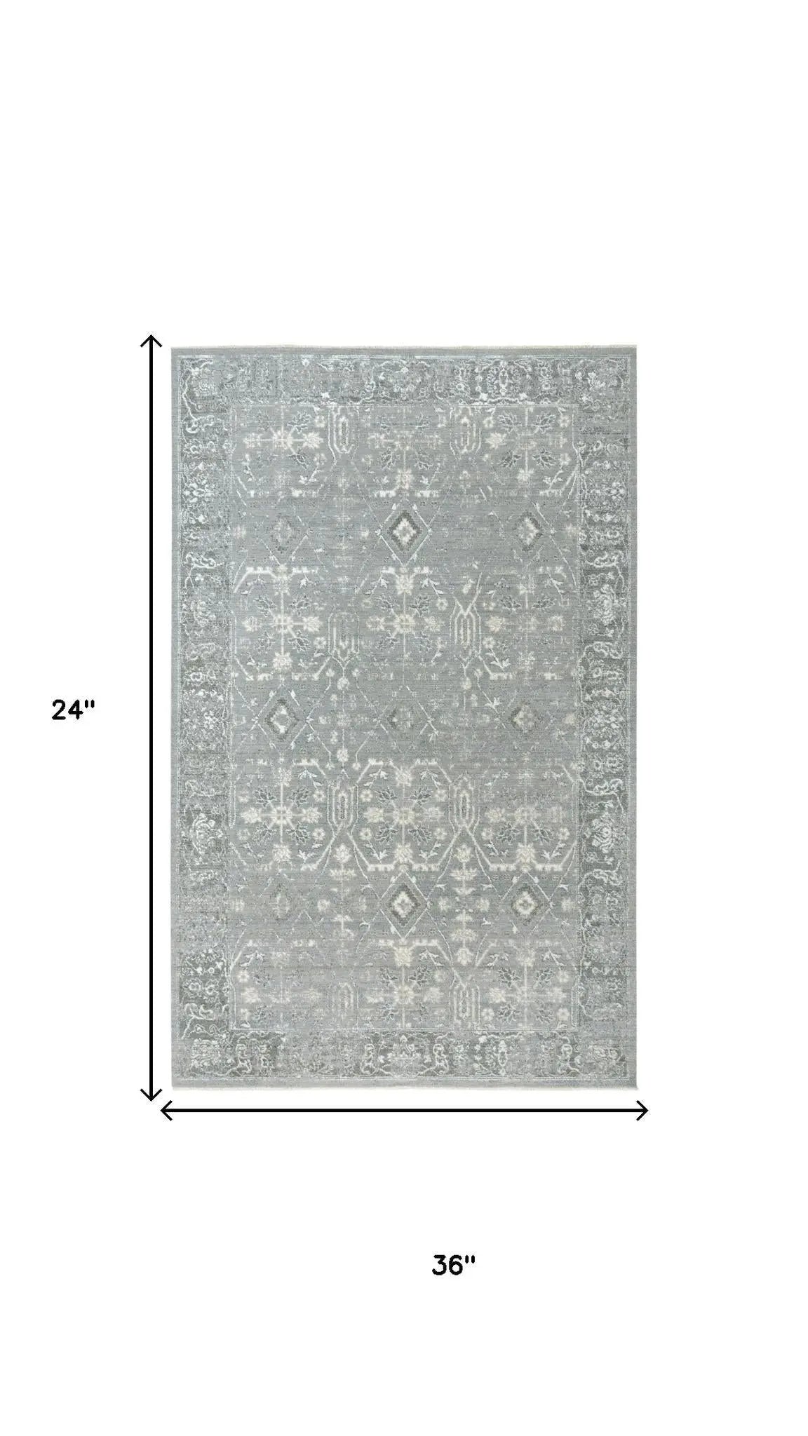 2' X 3' Gray And Ivory New Zealand Lambs Wool Oriental Hand Carved Handmade Area Rug Homeroots Home Decor