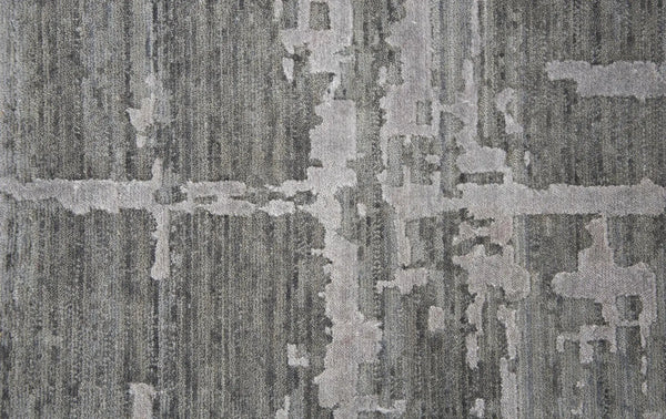 2' X 3' Gray And Light Gray New Zealand Lambs Wool Abstract Hand Carved Handmade Area Rug Homeroots Home Decor