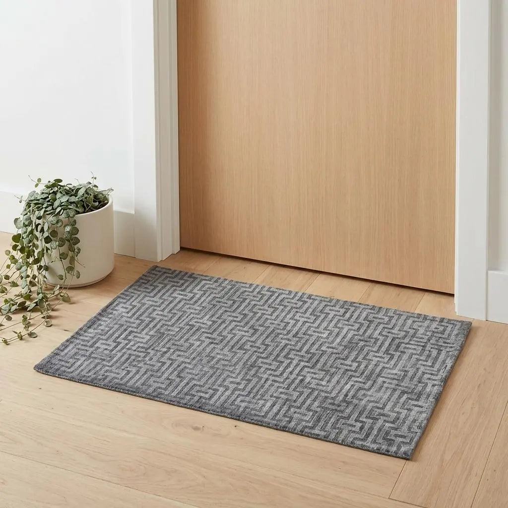 2' X 3' Gray And Silver Geometric Hand Woven Area Rug Homeroots Home Decor