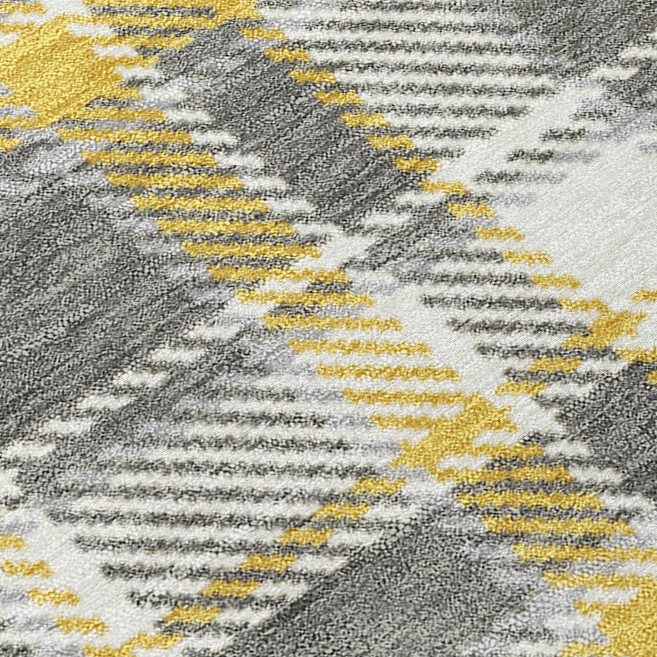 2' X 3' Gray Yellow and White Plaid Washable Non Skid Indoor Outdoor Area Rug - GreatEagleInc