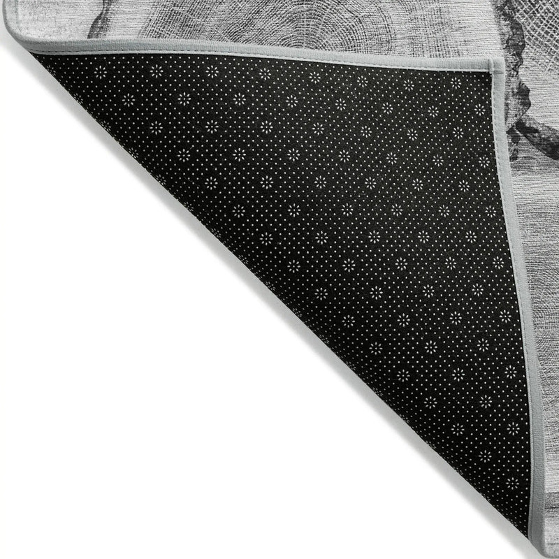 2' X 3' Gray and Black Faux Bois Washable Non Skid Indoor Outdoor Area Rug Homeroots Outdoor