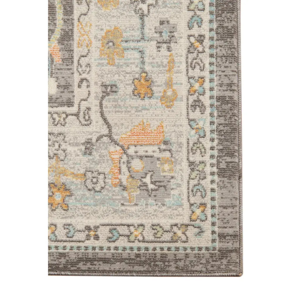 2' X 3' Gray and Orange Floral Stain Resistant Indoor Outdoor Area Rug Homeroots Outdoor