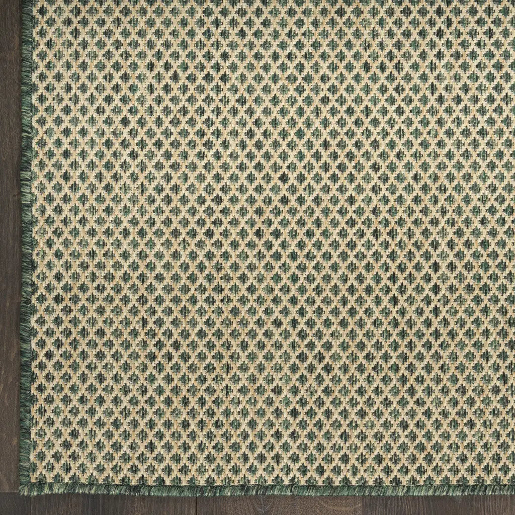 2' X 3' Green And Tan Geometric Indoor Outdoor Area Rug Homeroots Outdoor