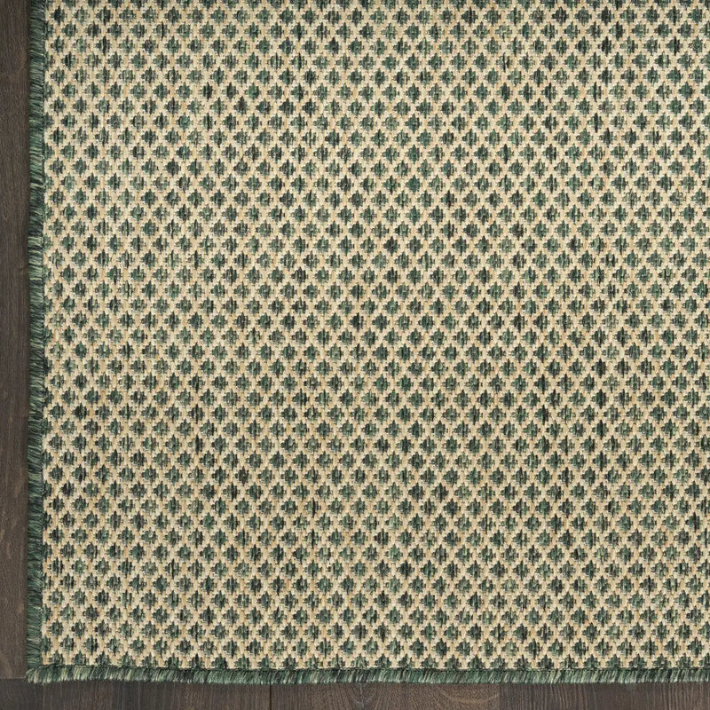 2' X 3' Green And Tan Geometric Indoor Outdoor Area Rug Homeroots Outdoor