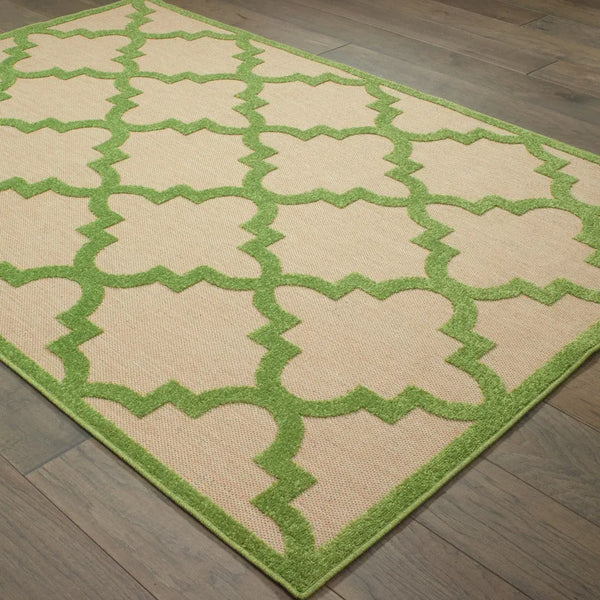 2' X 3' Green Geometric Stain Resistant Indoor Outdoor Area Rug Homeroots Outdoor