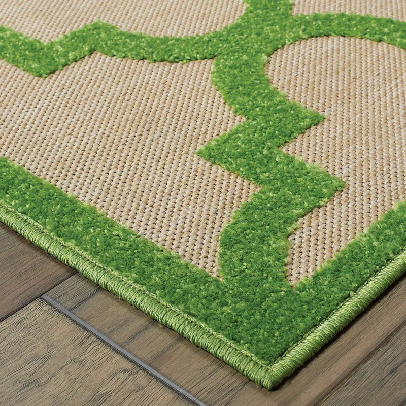 2' X 3' Green Geometric Stain Resistant Indoor Outdoor Area Rug Homeroots Outdoor