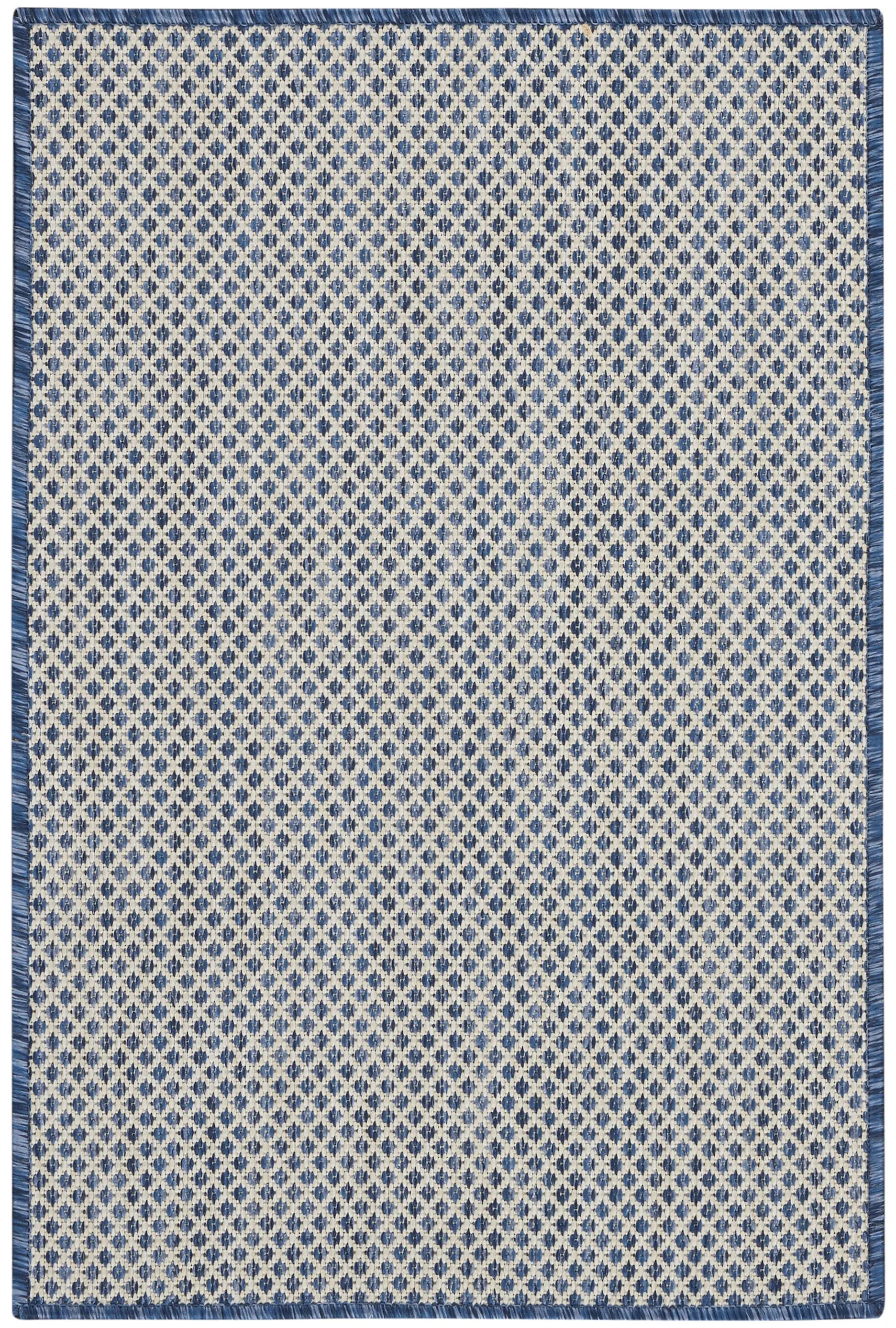 2' X 3' Ivory And Blue Geometric Indoor Outdoor Area Rug Homeroots Outdoor