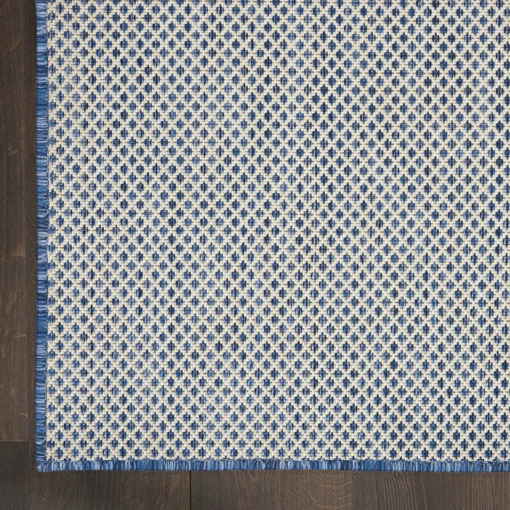 2' X 3' Ivory And Blue Geometric Indoor Outdoor Area Rug Homeroots Outdoor
