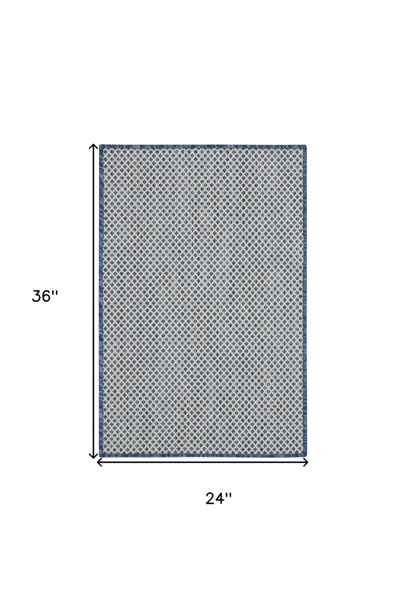 2' X 3' Ivory And Blue Geometric Indoor Outdoor Area Rug Homeroots Outdoor