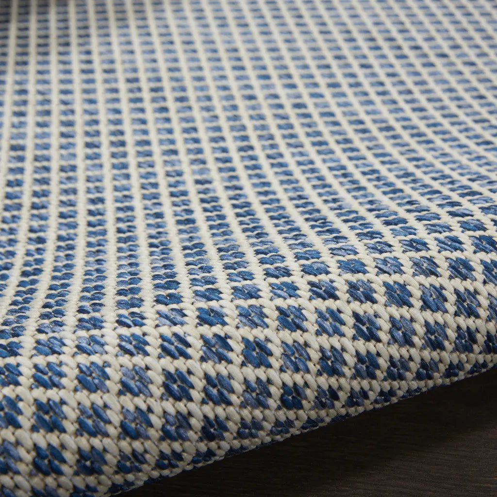 2' X 3' Ivory And Blue Geometric Indoor Outdoor Area Rug Homeroots Outdoor
