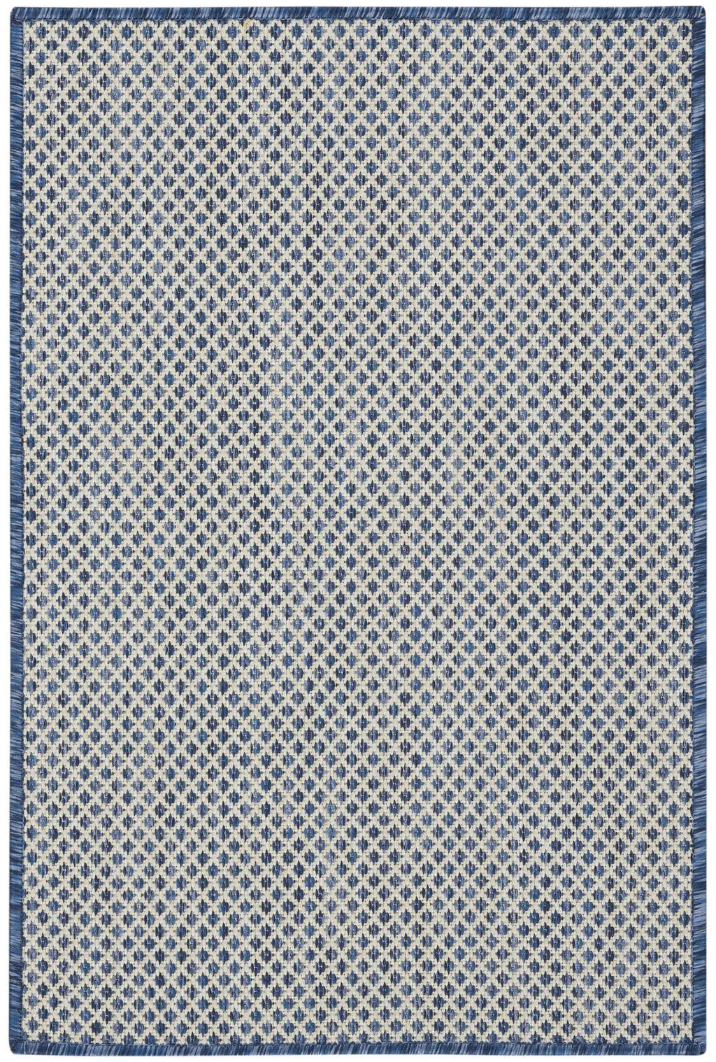 2' X 3' Ivory And Blue Geometric Indoor Outdoor Area Rug Homeroots Outdoor