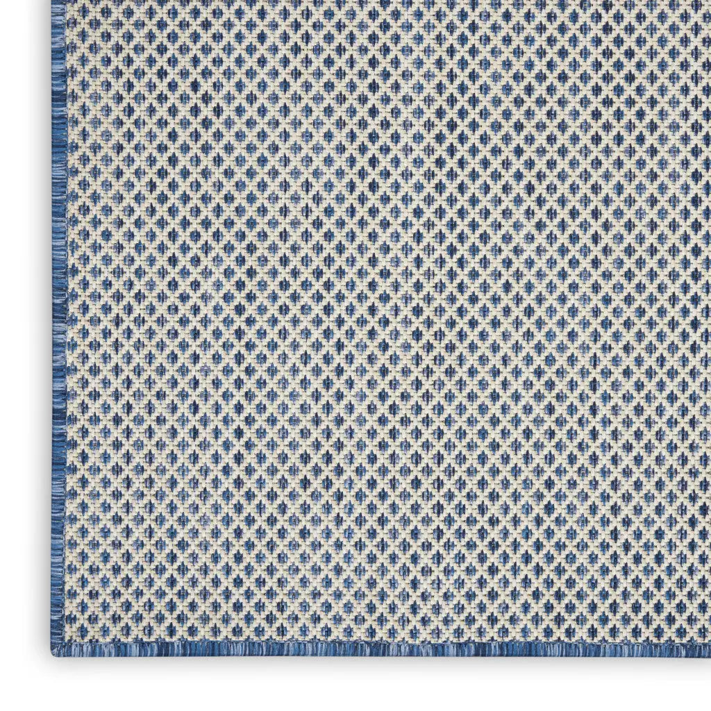 2' X 3' Ivory And Blue Geometric Indoor Outdoor Area Rug Homeroots Outdoor