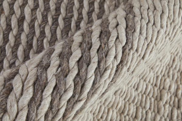 2' X 3' Ivory And Brown Wool Striped Hand Woven Area Rug Homeroots Home Decor